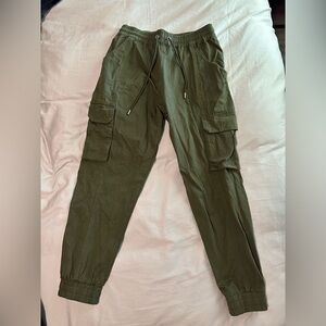 Mens YoungLA 202 Twill Cotton Cargo Joggers Pants - Olive Size Medium